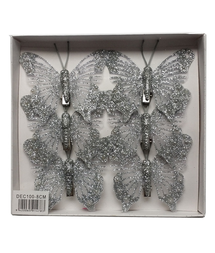 Silver Glitter Butterfly Single