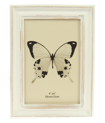 Dotted Edge Photoframe Antique White 6x4