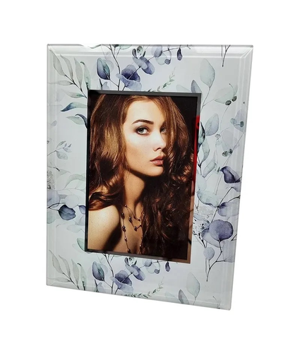 Photoframe White Blue Flowers 6x4