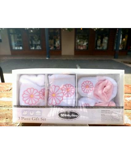 3 Piece Flower Baby Gift Set Pink