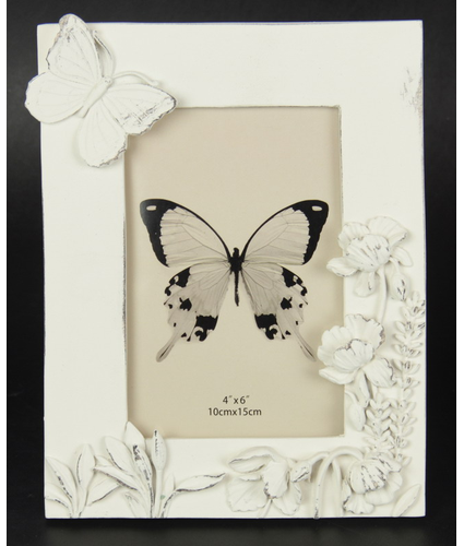 Butterfly & Flower 6x4 Antique White 