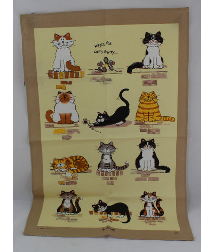 Linen Cat Tea towel
